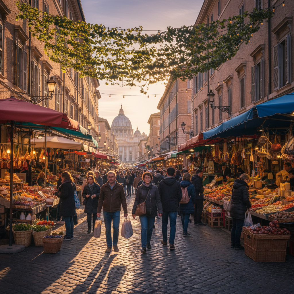 Vatikan local markets, shopping street, horizontal