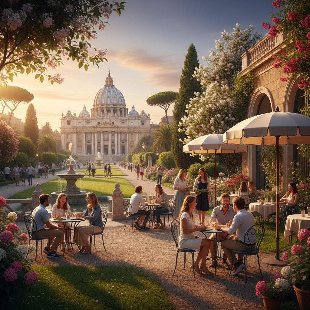 Vatikan cafes and parks, group gatherings, date venues, horizontal