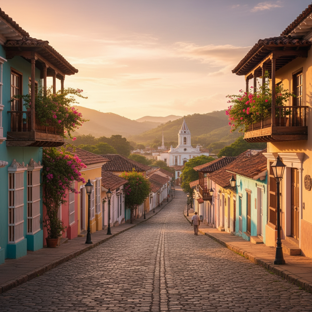 vibrant city street scene in Caracas, Venezuela, horizontal photo