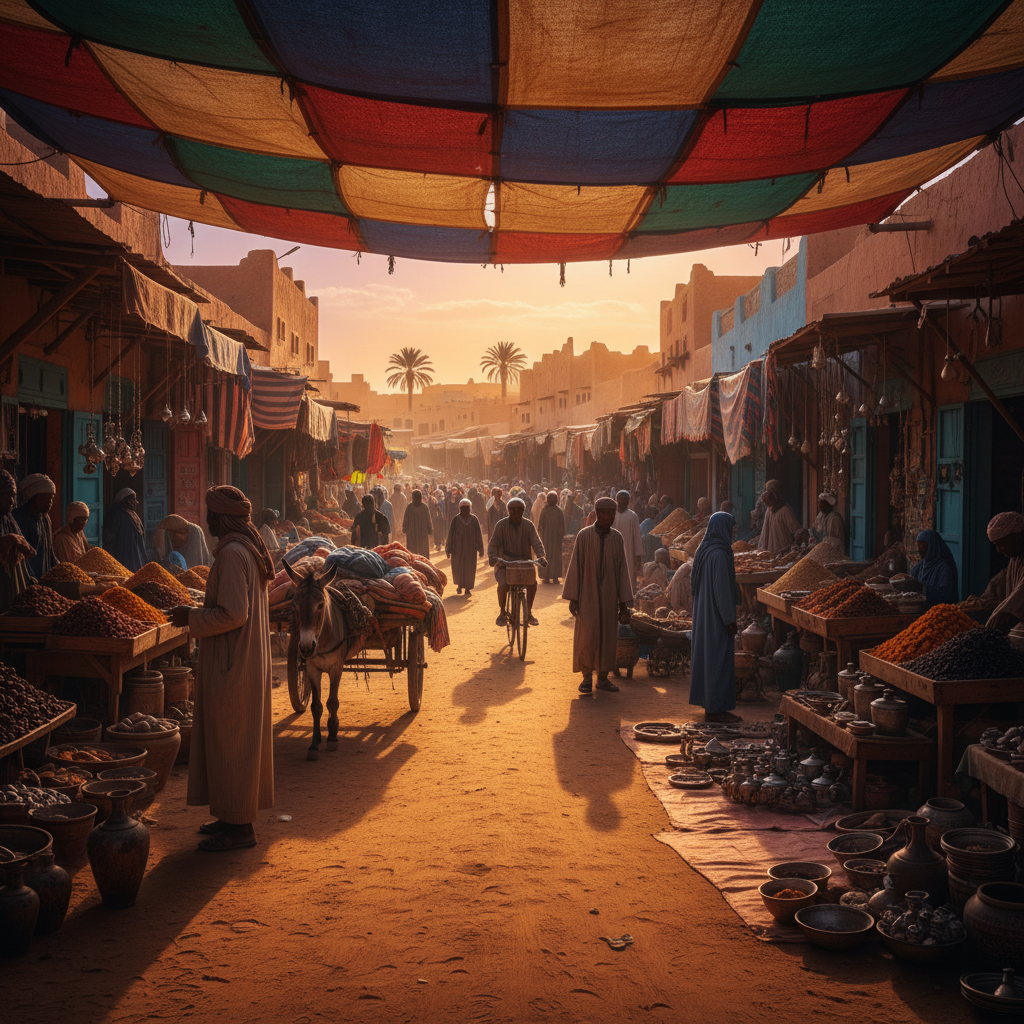 Laayoune Western Sahara colorful market streets Sahara desert city life