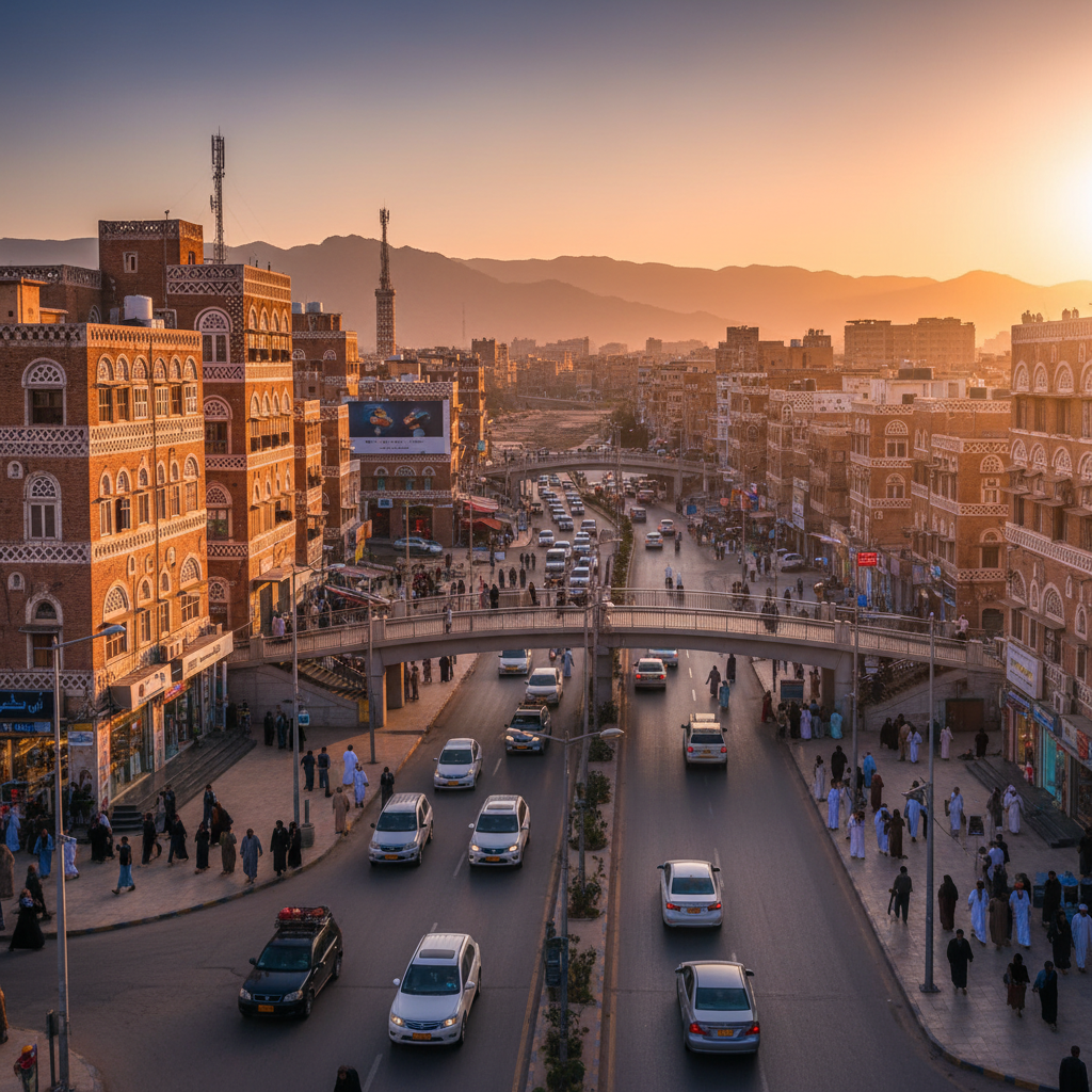 street view of a city in Yemen like Sana'a or Aden, horizontal
