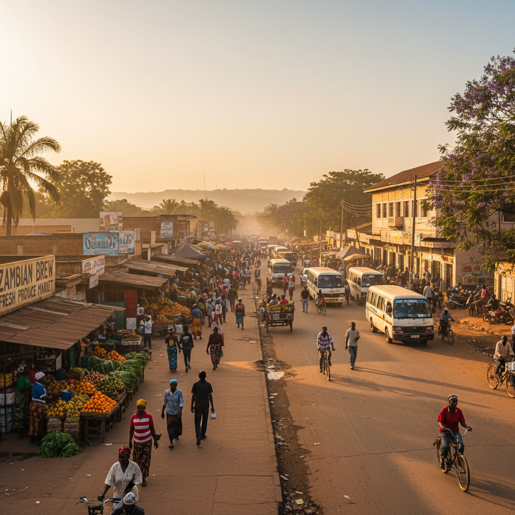 Zambia city street life horizontal