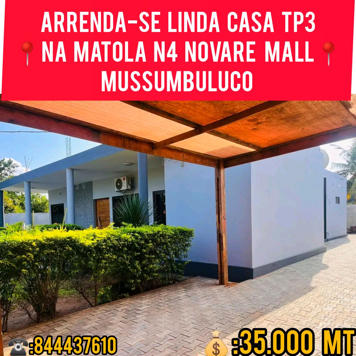 *Arrende-se linda casa tp3 com piscina na, Matola N4 Novare (mussumbuluco).