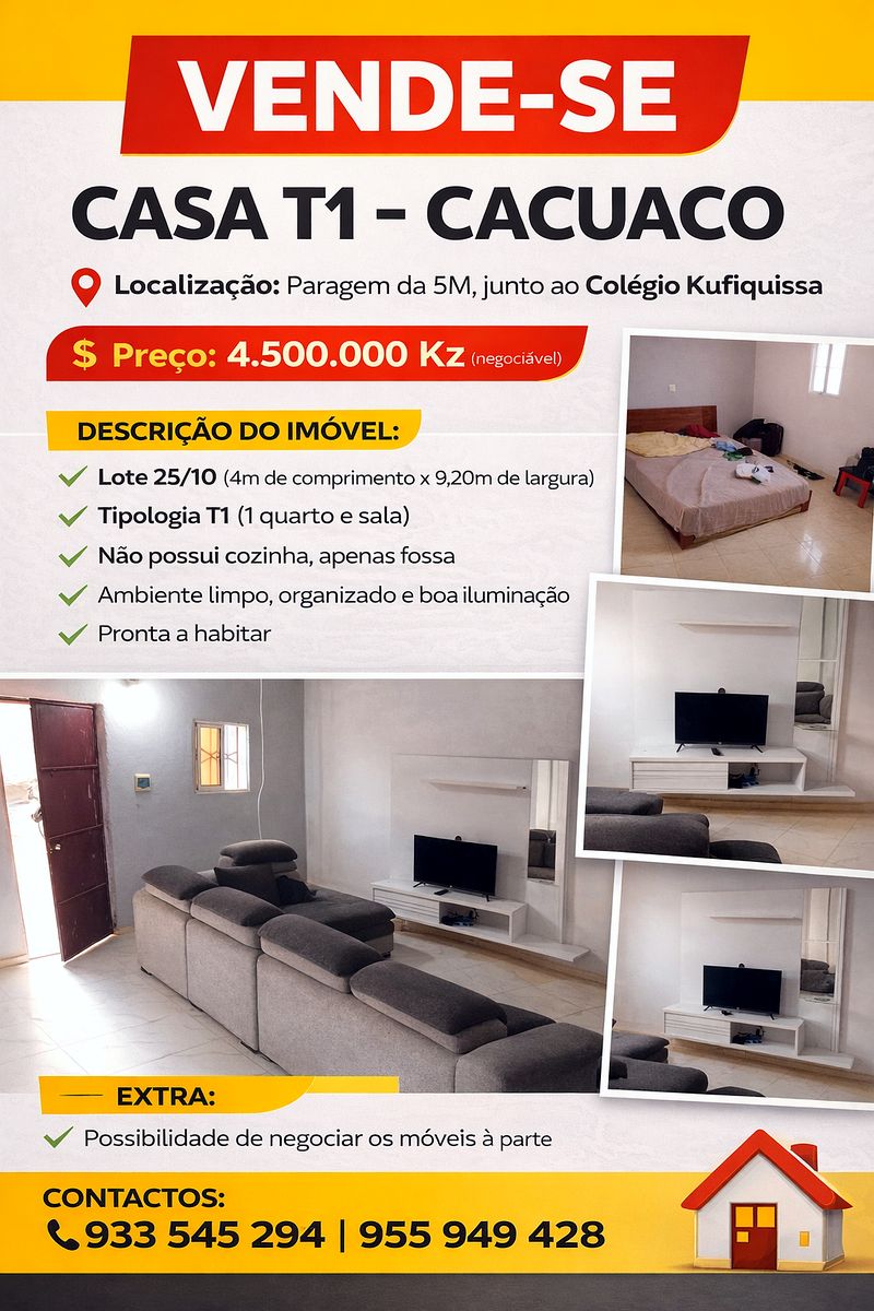 Residencia T1 confortável em cacuaco 5M