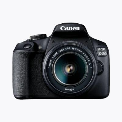 Vue rapprochée du Canon EOS 2000D avec objectif – Qualité d’image exceptionnelle