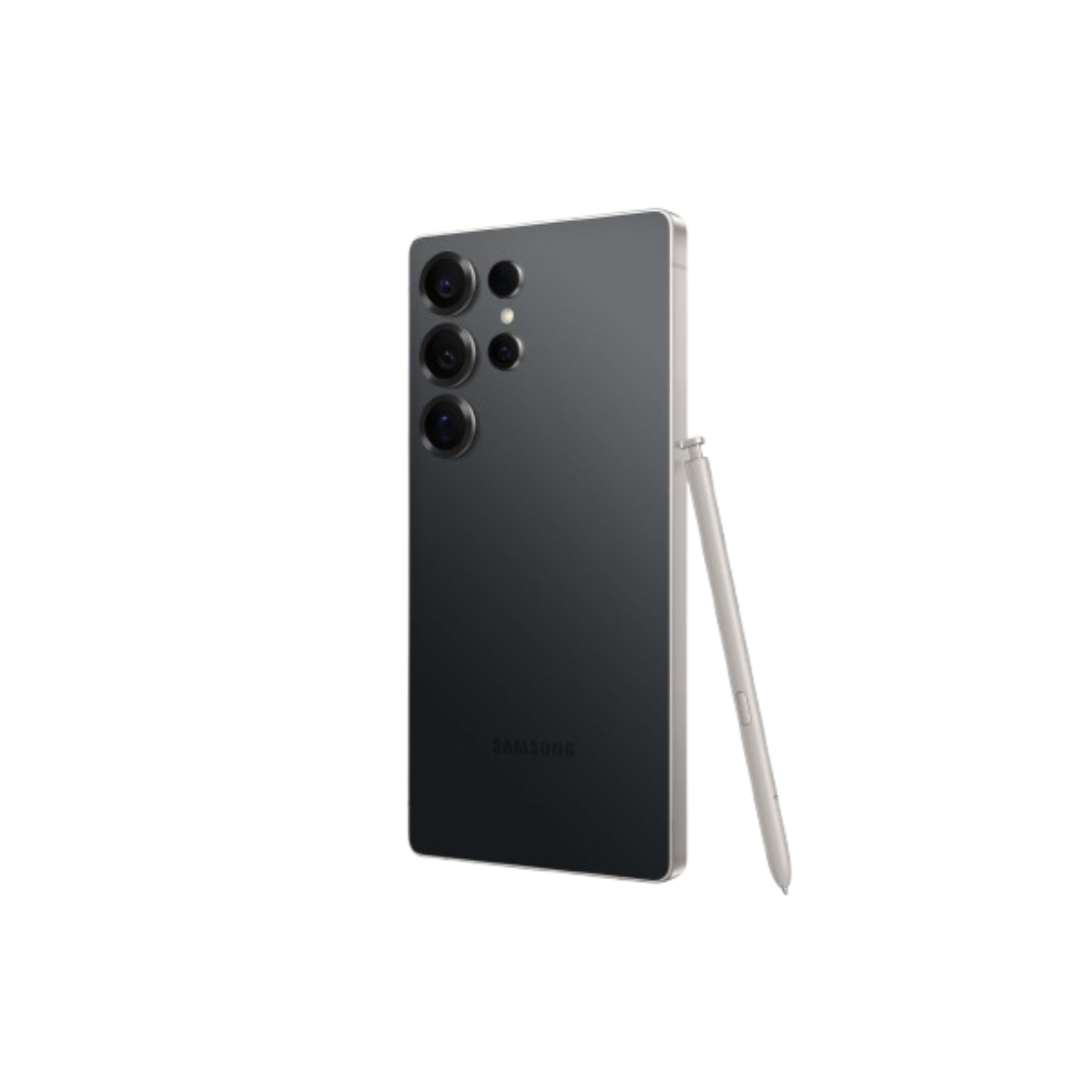 Vue arrière du Samsung Galaxy S25 Ultra mettant en avant les quatre capteurs photo et la finition mate