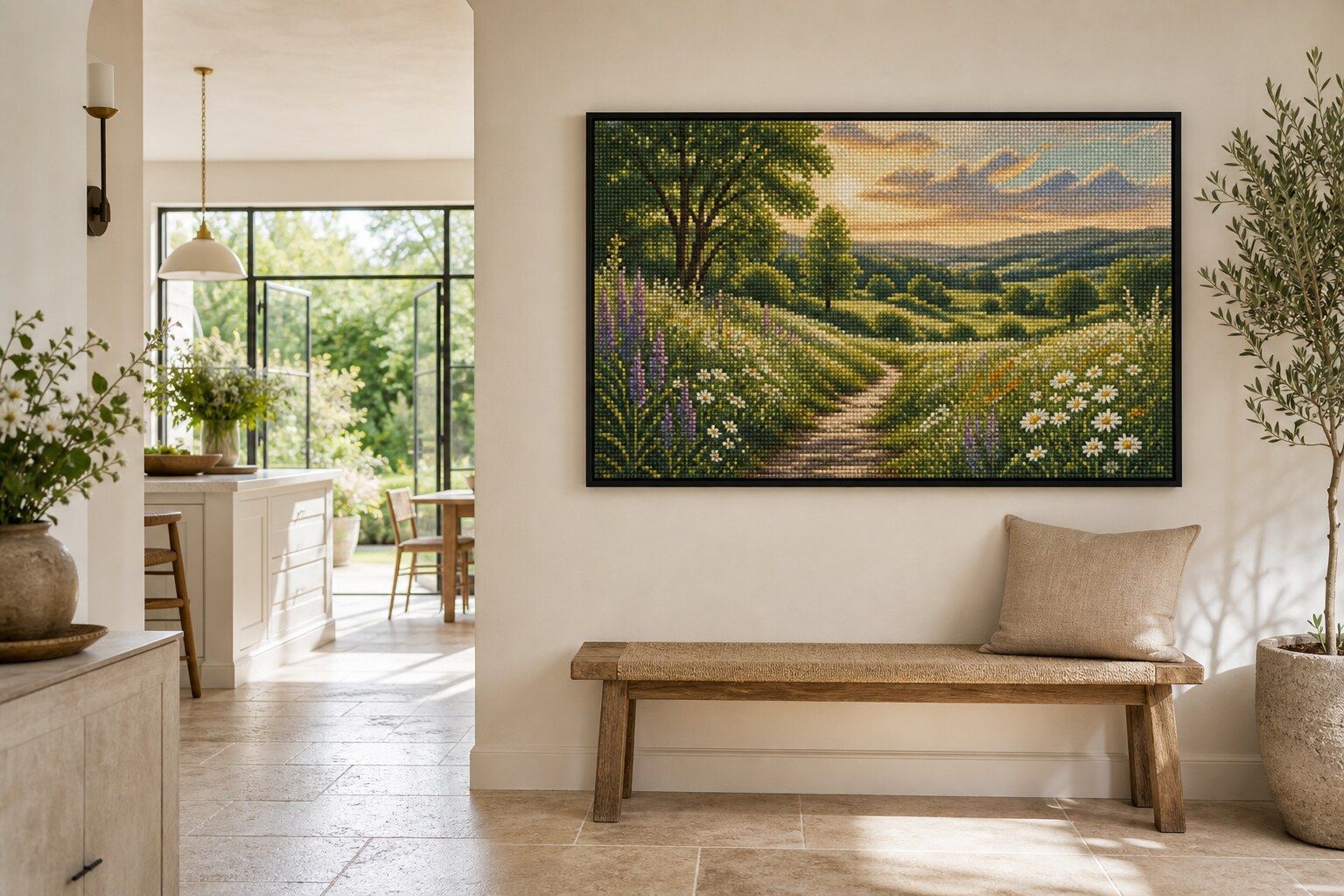 Summer Meadow Vista hanging in a bright hallway