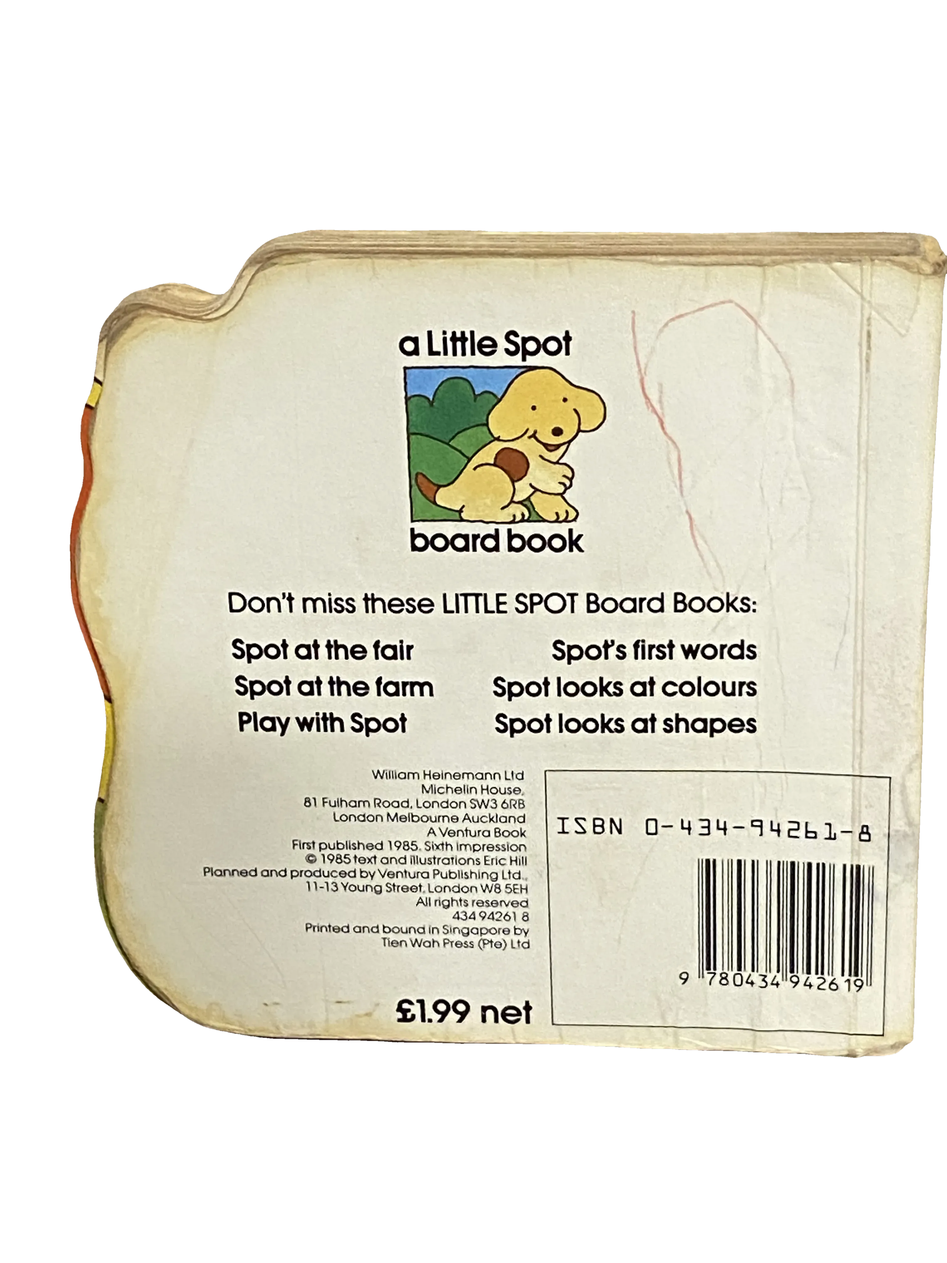Spot at the farm by Eric Hill, Fair condition, back cover