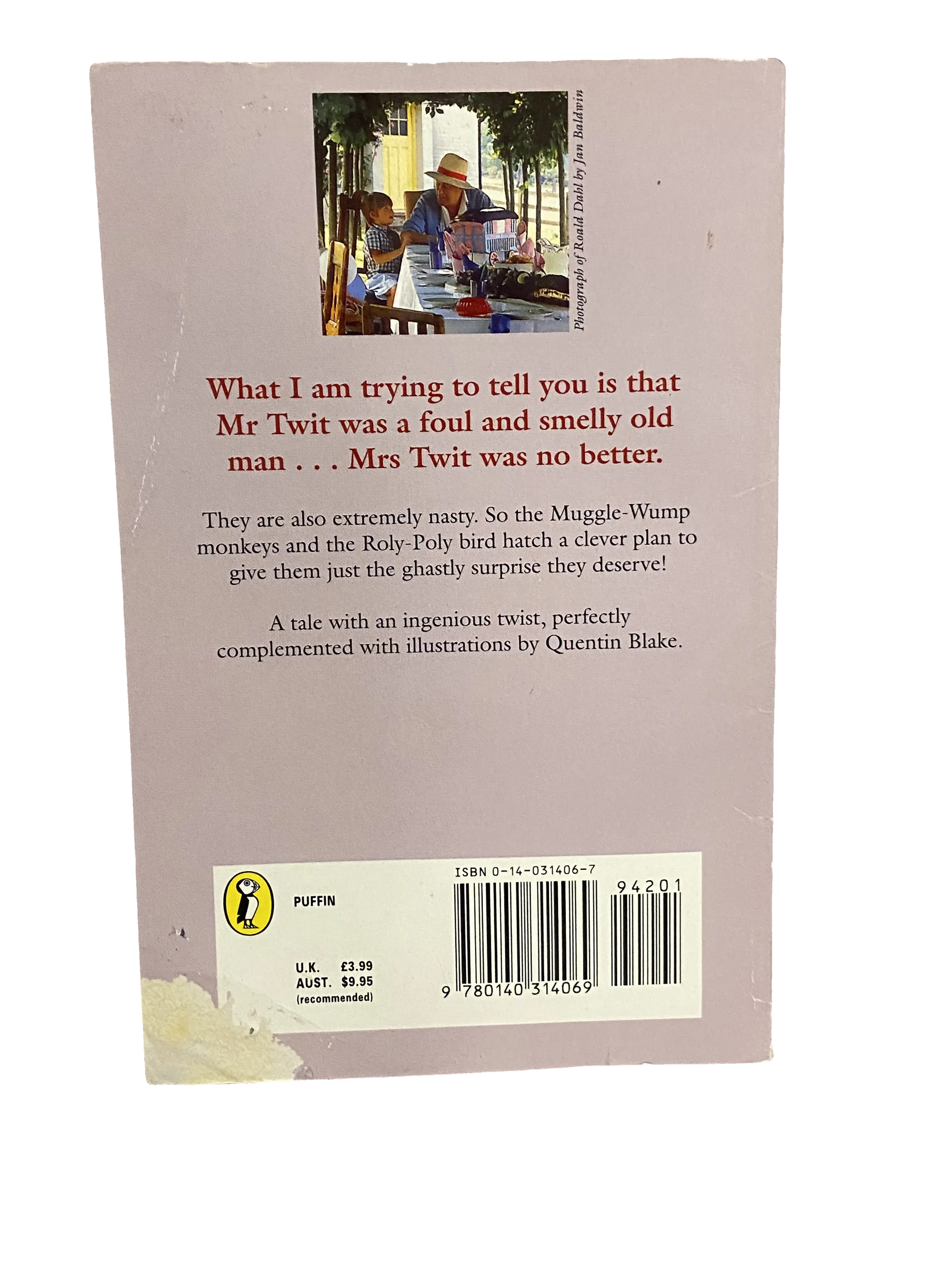 The Twits by Roald Dahl, Fair condition, back cover