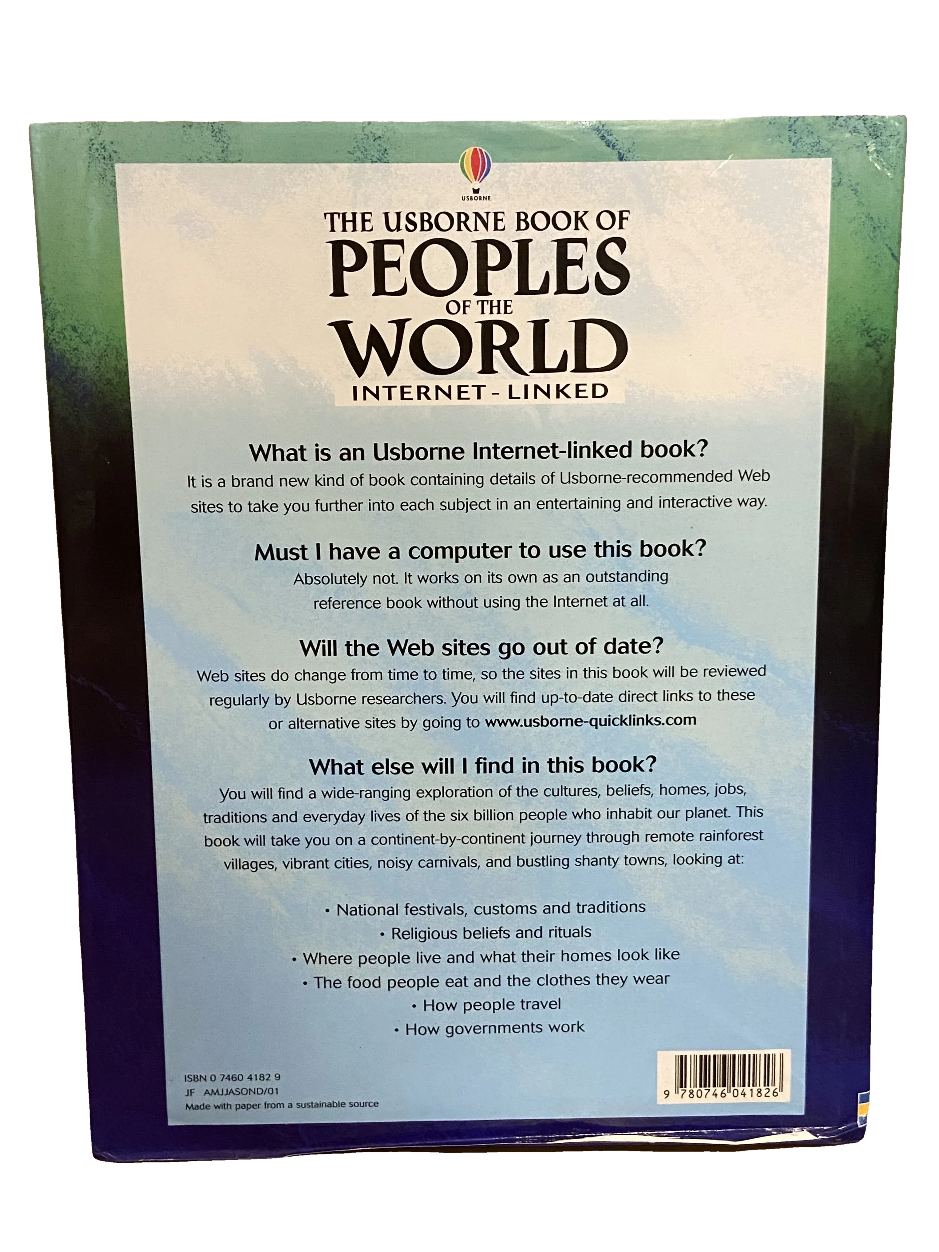 The Usborne Book of Peoples of the World: Internet-Linked, Very Good condition, back cover