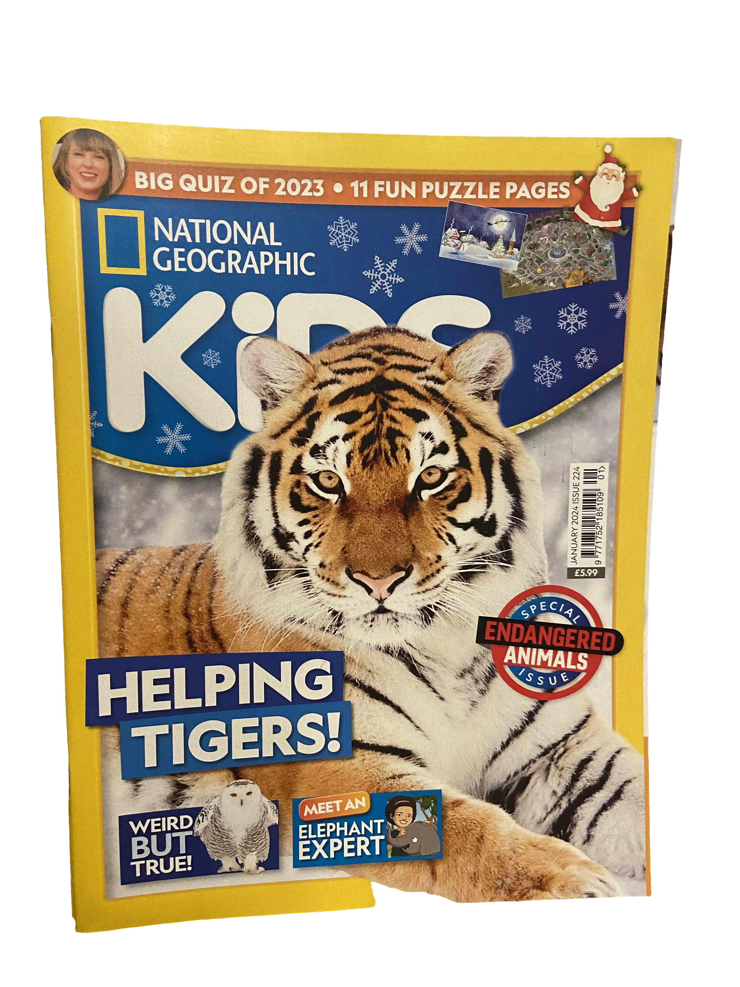 National Geographic Kids - Helping Tigers! — National Geographic Kids issue January 2024, Very Good condition, front cover