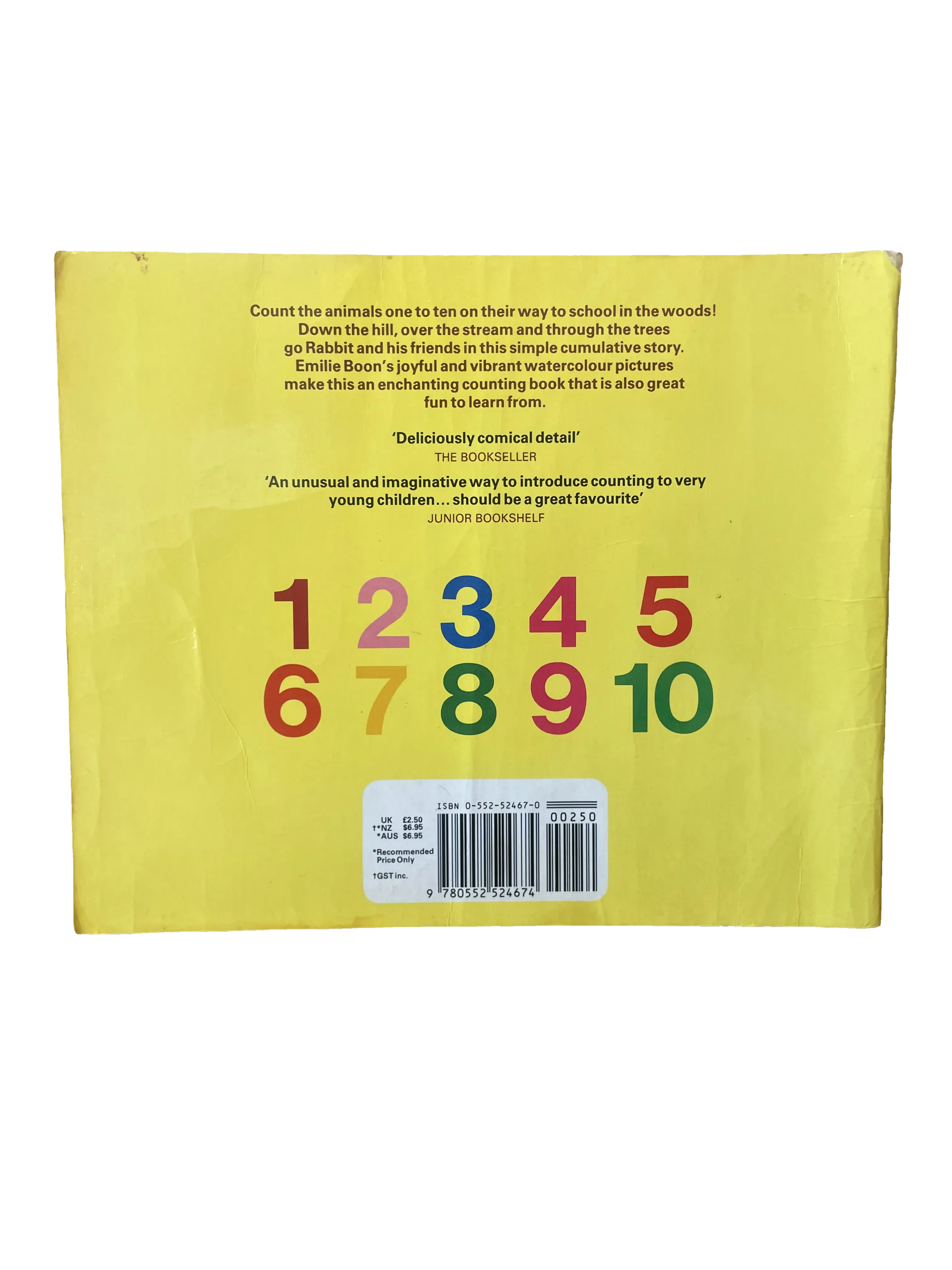 1 2 3 How Many Animals Can You See? by Emilie Boon, Fair condition, back cover