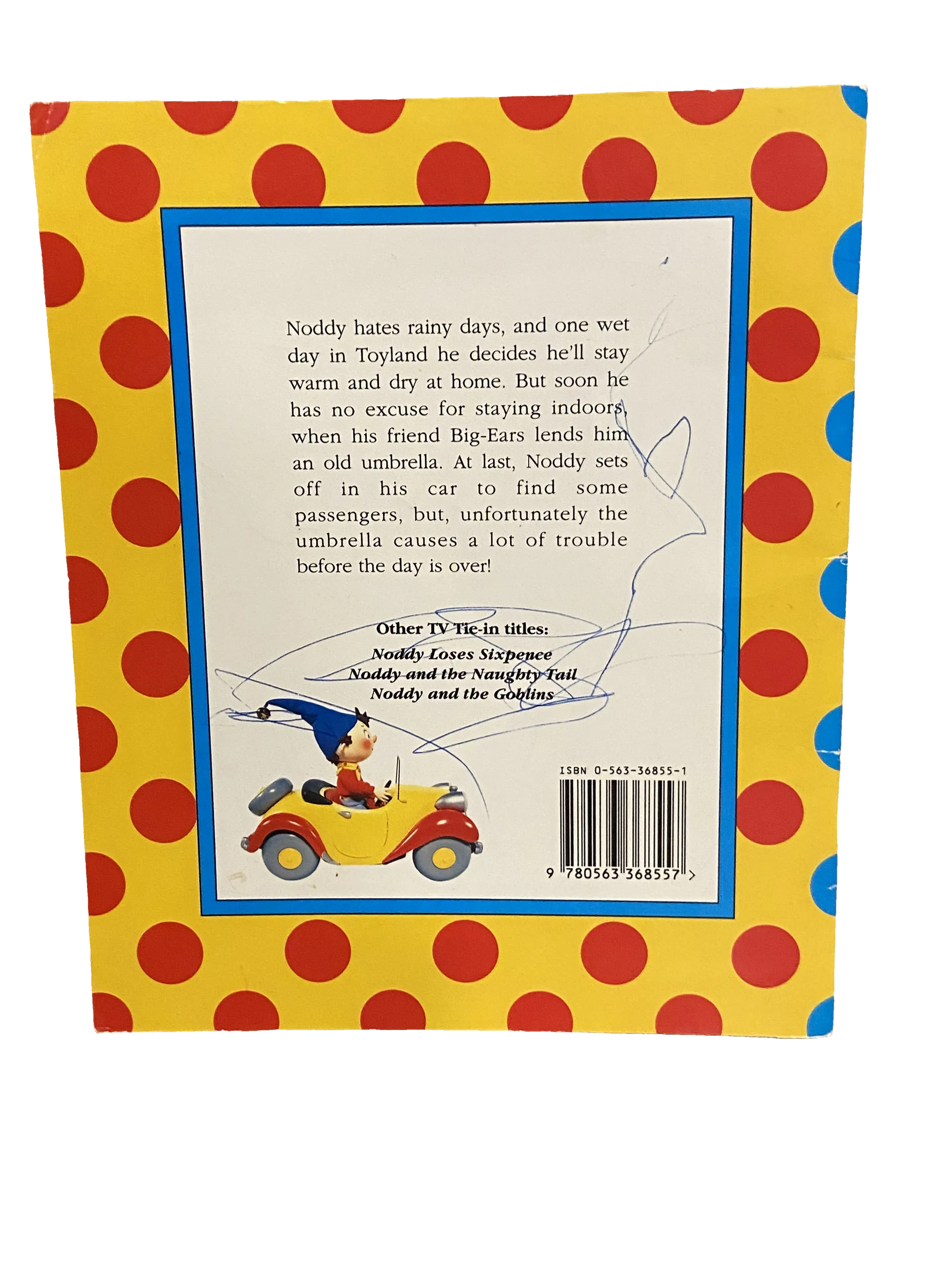 Noddy and the Pouring Rain by Enid Blyton, Fair condition, back cover