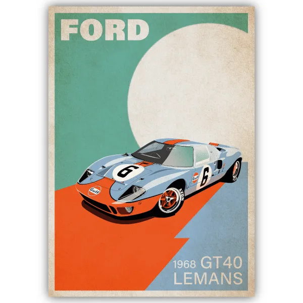 Tableau Ford - 1968 GT40 Lemans - tableau décoratif Made in France