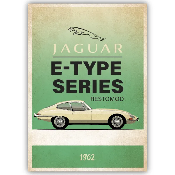 Tableau Jaguar - E-Type Series Restomod 1962 - tableau décoratif Made in France