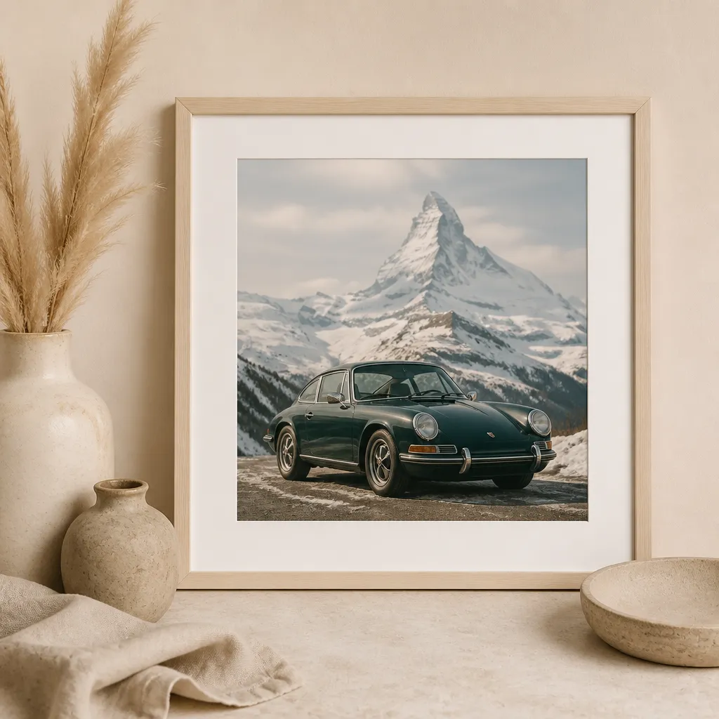 Tableau Porsche et montagne