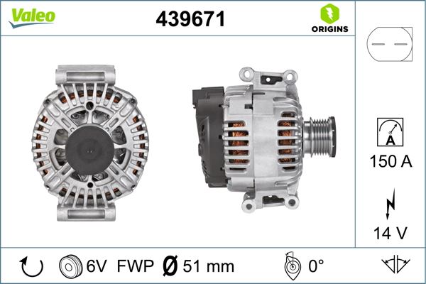 VALEO 439671 Elektrik Sistemi Alternatör - MERCEDES-BENZ C-SERISI (W204) uyumlu