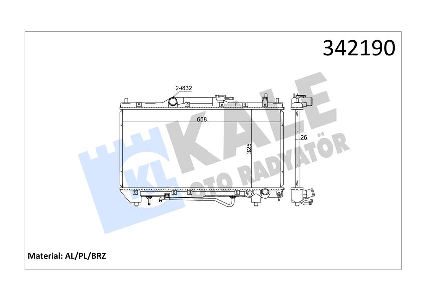 KALE OTO RADYATÖR 342190 Soğutma Sistemi Su Soğutucu & Parçaları - TOYOTA AVENSIS (_T22_) uyumlu