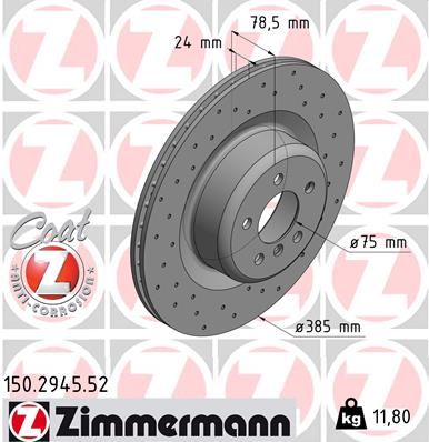 ZIMMERMANN 150.2945.52 Fren Sistemleri Fren Diski - BMW X5 (F15, F85) uyumlu