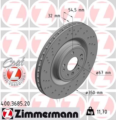 ZIMMERMANN 400.3685.20 Fren Sistemleri Fren Diski - MERCEDES-BENZ M-SERISI (W166) uyumlu