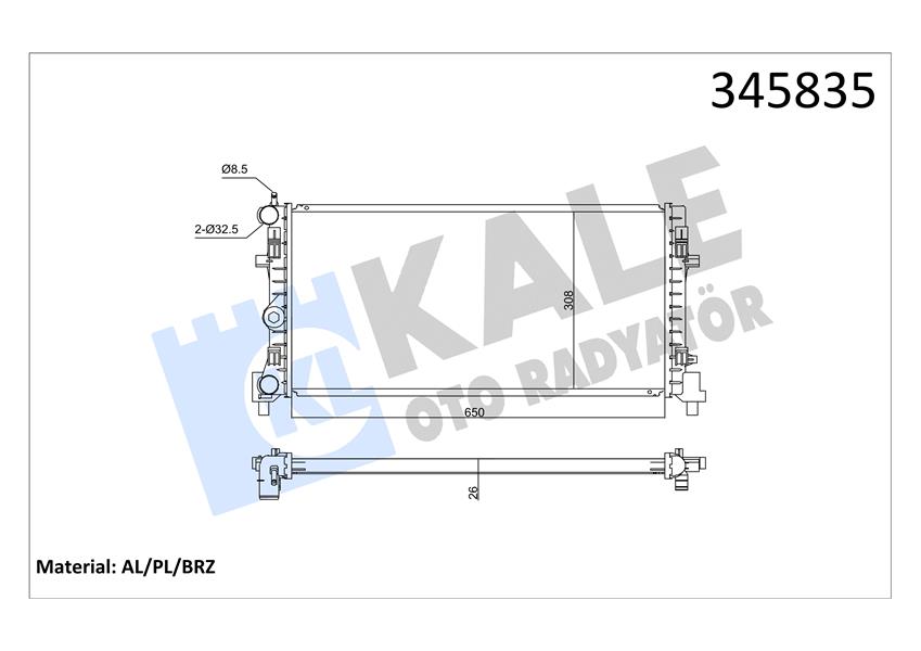 KALE OTO RADYATÖR 345835 Soğutma Sistemi Su Soğutucu & Parçaları - SEAT IBIZA IV (6J5, 6P1) uyumlu