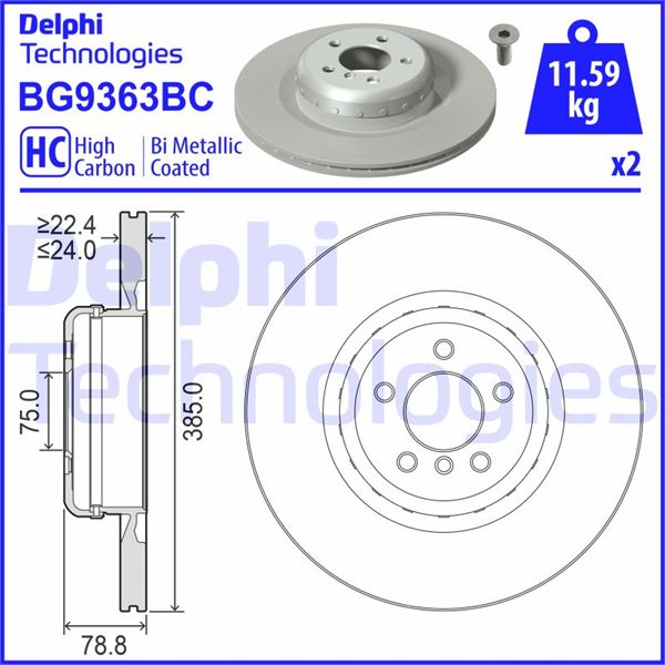 DELPHI BG9363BC Fren Sistemleri Fren Diski - BMW X5 (F15, F85) uyumlu