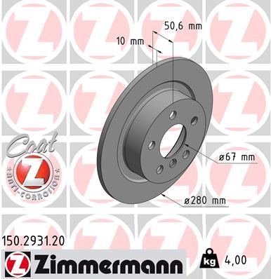 ZIMMERMANN 150.2931.20 Fren Sistemleri Fren Diski - BMW i3 (I01) uyumlu