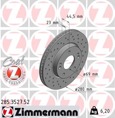 ZIMMERMANN 285.3527.52 Fren Sistemleri Fren Diski - HYUNDAI i30 (GD) uyumlu