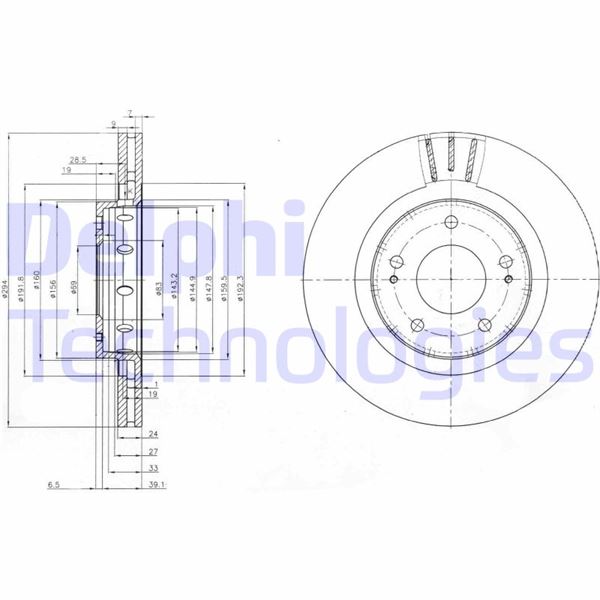 DELPHI BG4038C Fren Sistemleri Fren Diski - MITSUBISHI OUTLANDER II (CW_W) uyumlu