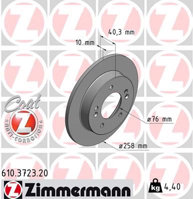 ZIMMERMANN 610.3723.20 Fren Sistemleri Fren Diski - VOLVO V40 Cross Country (526) uyumlu