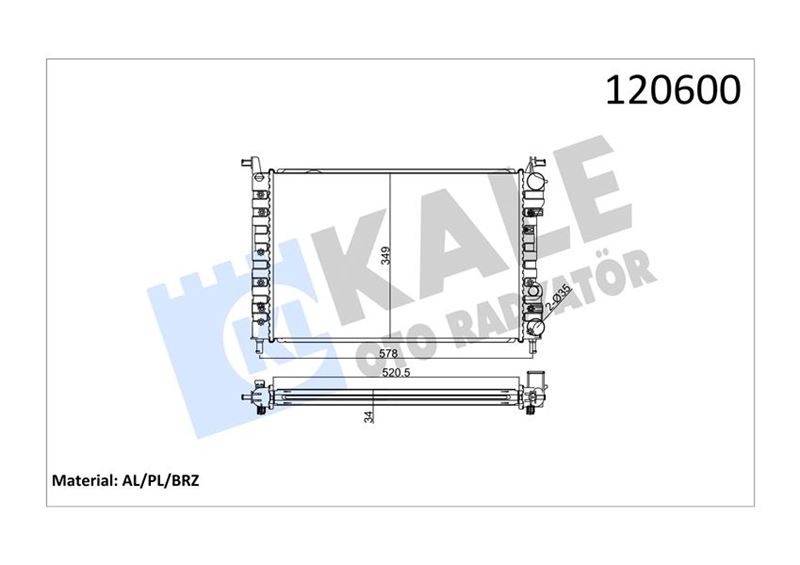 Su Radyatörü - KALE OTO RADYATÖR - 0126221AB Ürün Görseli
