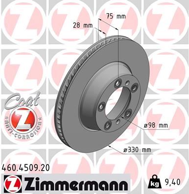 ZIMMERMANN 460.4509.20 Fren Sistemleri Fren Diski - PORSCHE PANAMERA (971) uyumlu