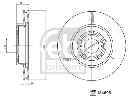 FEBI BILSTEIN 184696 Fren Sistemleri Fren Diski - TOYOTA YARIS (_P21_, _PA1_, _PH1_) uyumlu
