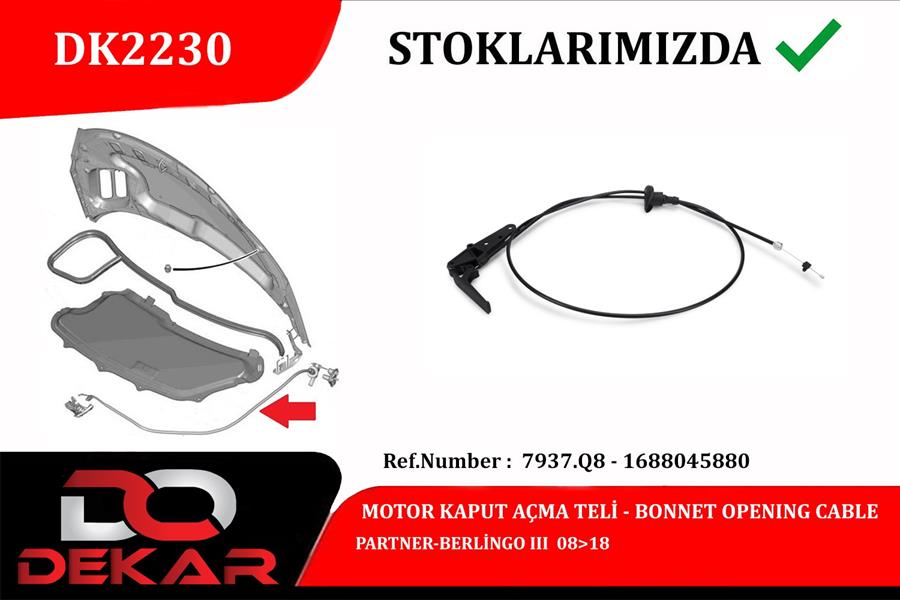 Kaput Açma Teli - DEKAR - DK2230 Ürün Görseli