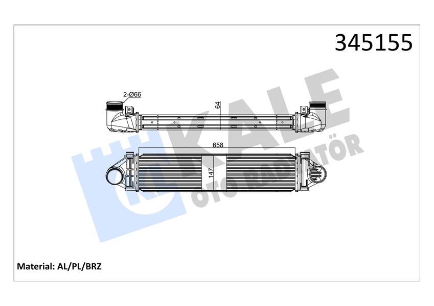 KALE OTO RADYATÖR 345155 Motor Turbo Radyatörü - VOLVO V70 III (135) uyumlu