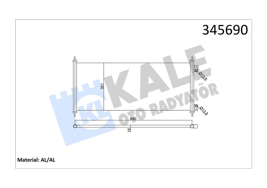 KALE OTO RADYATÖR 345690 İklimlendirme Sistemi Klima Radyatörü - FORD TRANSIT Minibüs/Otobüs (FD_ _, FB_ _, FS_ _, FZ_ _, FC_ _) uyumlu
