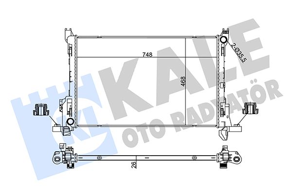 KALE OTO RADYATÖR 355630 Soğutma Sistemi Su Soğutucu & Parçaları - RENAULT TRAFIC III Panelvan/Van (FG_) uyumlu