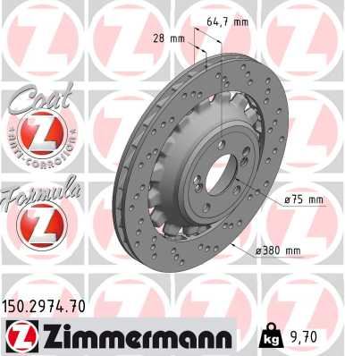 ZIMMERMANN 150.2974.70 Fren Sistemleri Fren Diski - BMW 2 Coupe (F22, F87) uyumlu
