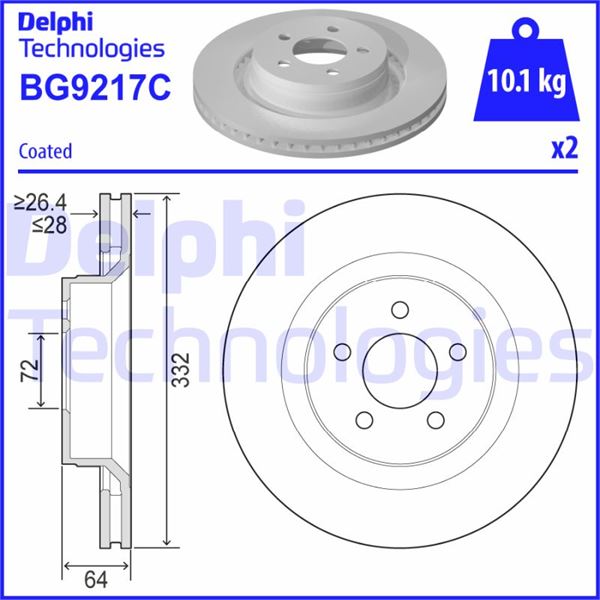 DELPHI BG9217C Fren Sistemleri Fren Diski - JEEP CHEROKEE (KK) uyumlu