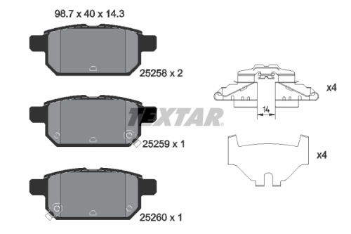 TEXTAR 2525801 Fren Sistemleri Fren Balatası - SUZUKI SWIFT IV (FZ, NZ) uyumlu
