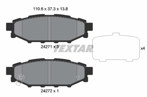 TEXTAR 2427101 Fren Sistemleri Fren Balatası - SUBARU IMPREZA Sedan (GE, GV) uyumlu