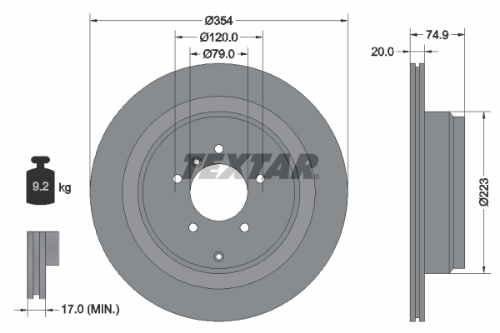 TEXTAR 92175503 Fren Sistemleri Fren Diski - LAND ROVER RANGE ROVER III (L322) uyumlu