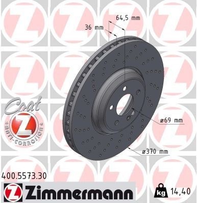 ZIMMERMANN 400.5573.30 Fren Sistemleri Fren Diski - MERCEDES-BENZ S-SERISI (W222, V222, X222) uyumlu