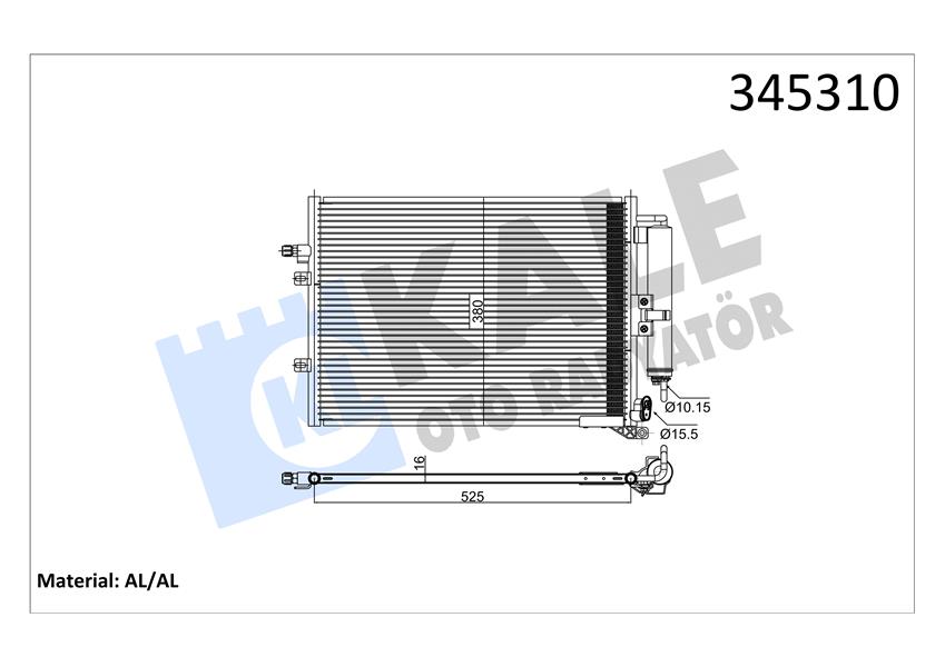 KALE OTO RADYATÖR 345310 İklimlendirme Sistemi Klima Radyatörü - RENAULT MODUS / GRAND MODUS (F/JP0_) uyumlu