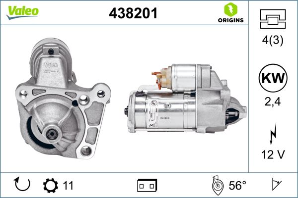 VALEO 438201 Elektrik Sistemi Marş Motoru - RENAULT MEGANE II Sedan (LM0/1_) uyumlu