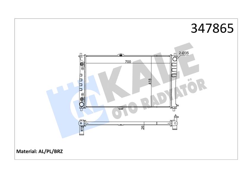 KALE OTO RADYATÖR 347865 Soğutma Sistemi Su Soğutucu & Parçaları - KIA CARNIVAL I (UP) uyumlu