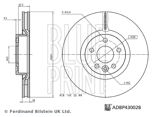 BLUE PRINT ADBP430028 Fren Sistemleri Fren Diski - VOLVO XC60 I SUV (156) uyumlu