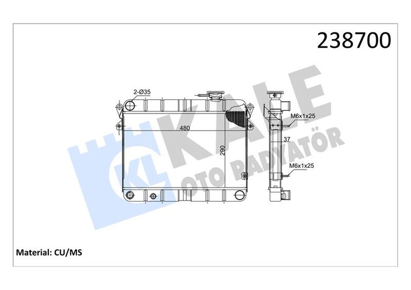 Su Radyatörü - KALE OTO RADYATÖR - 0101083PN Ürün Görseli