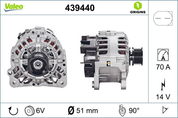 VALEO 439440 Elektrik Sistemi Alternatör - VW GOLF III (1H1) uyumlu
