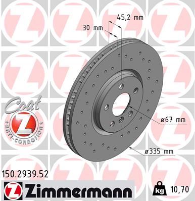 ZIMMERMANN 150.2939.52 Fren Sistemleri Fren Diski - MINI MINI (F56) uyumlu